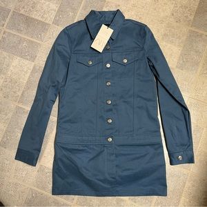 NWT Zara Button Cotton Denim Blue Mini Dress